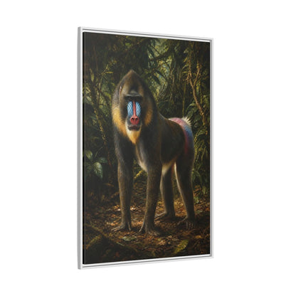 Side Mockup 7. Animals Mandrill Colorful Mandrill shown as stretched canvas wall art