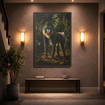 Mockup 2. Animals Mandrill Colorful Mandrill shown as stretched canvas wall art