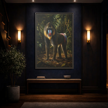 Mockup 4. Animals Mandrill Colorful Mandrill shown as stretched canvas wall art