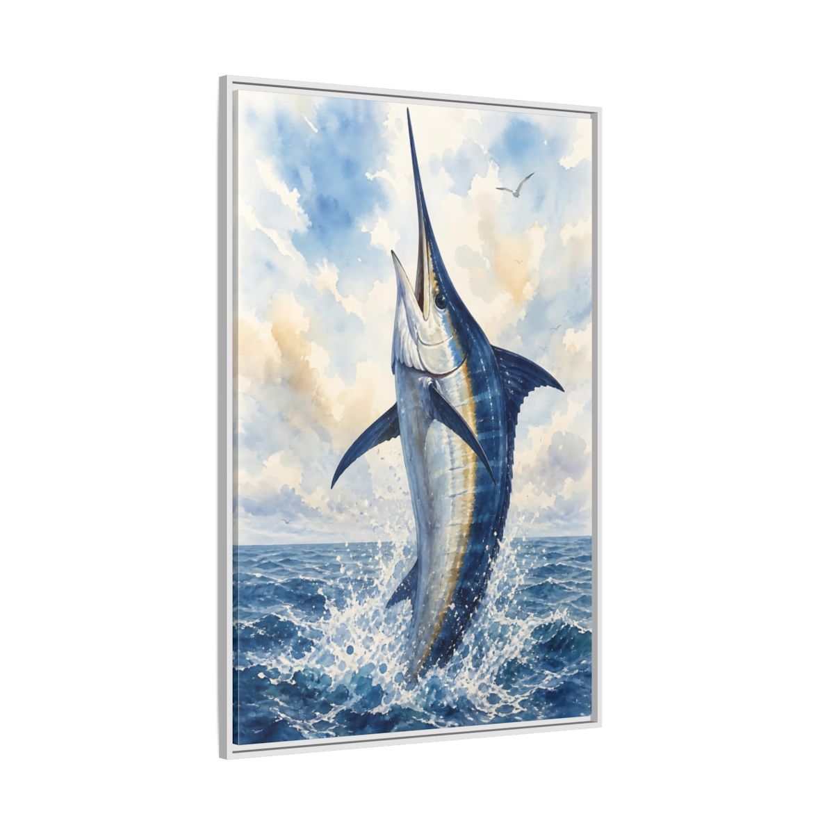 Side Mockup 7. Animals Marlin Blue Marlin shown as stretched canvas wall art