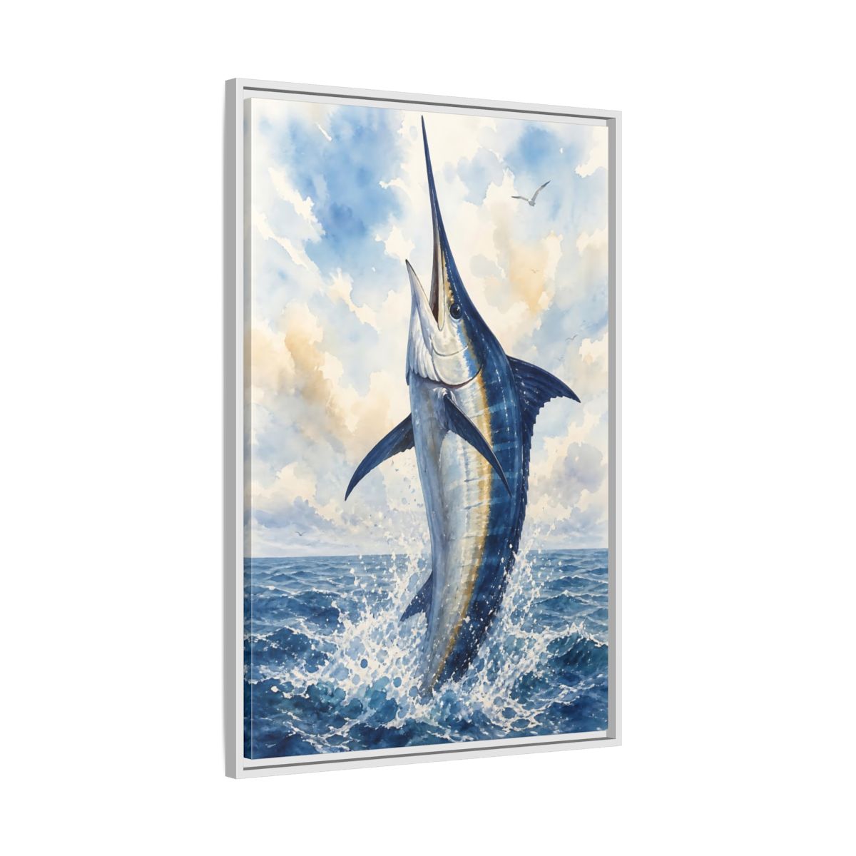 Side Mockup 9. Animals Marlin Blue Marlin shown as stretched canvas wall art