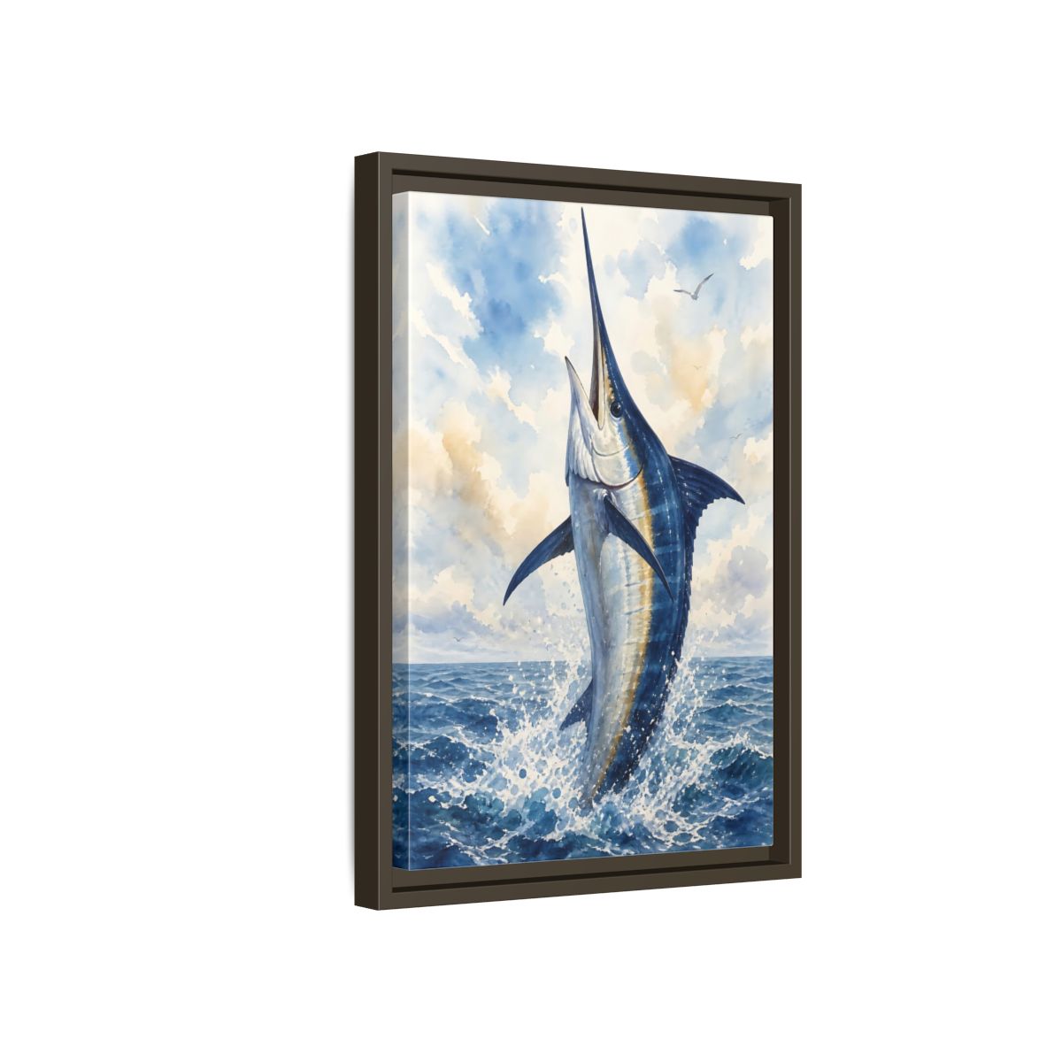 Side Mockup 5. Animals Marlin Blue Marlin shown as stretched canvas wall art