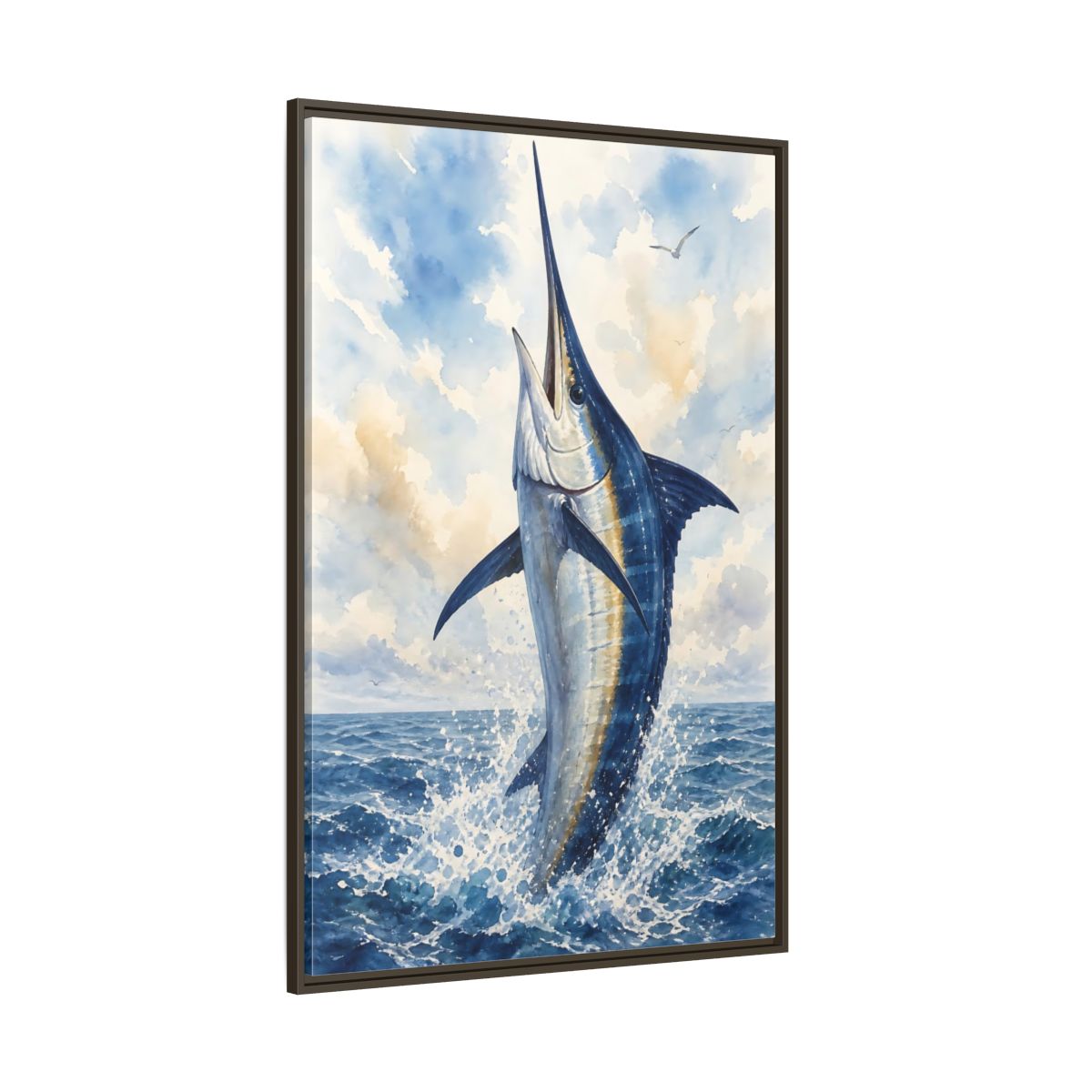 Side Mockup 8. Animals Marlin Blue Marlin shown as stretched canvas wall art