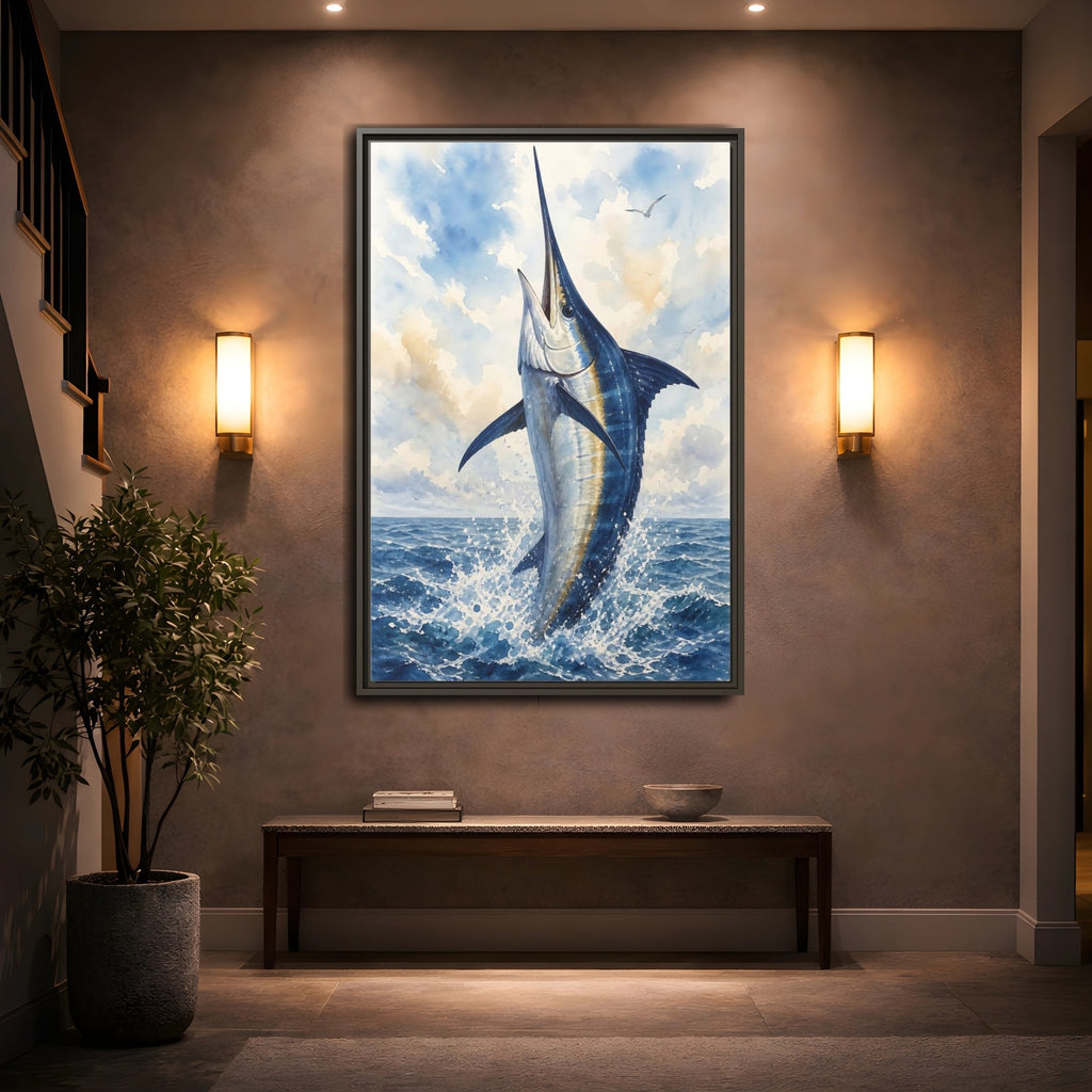 Mockup 2. Animals Marlin Blue Marlin shown as stretched canvas wall art