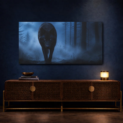 Mockup 4. Animals Midnight Black Wolf shown as canvas print