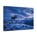 Side Mockup 4. Animals Moose Moose Snowy Mountains shown as stretched canvas wall art