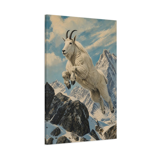 Main Mockup. Animals Mountain Goat White Mountain Goat shown as stretched canvas wall art