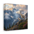 Side Mockup 2. Animals Mountain Goats White Mountain Goats shown as stretched canvas wall art