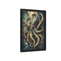 Side Mockup 6. Animals Octopus Octopus Art Blue Gold shown as stretched canvas wall art