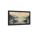 Side Mockup 8. Animals Orcas Orca Landscape shown as stretched canvas wall art
