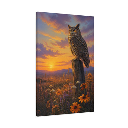 Main Mockup. Animals Owl At Golden Dusk shown as canvas print