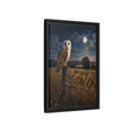 Side Mockup 6. Animals Owl Brown And Blue Night shown as stretched canvas wall art