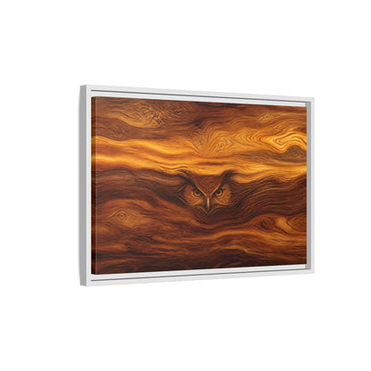 Side Mockup 1. Animals Owl Brown Wood Owl shown as stretched canvas wall art