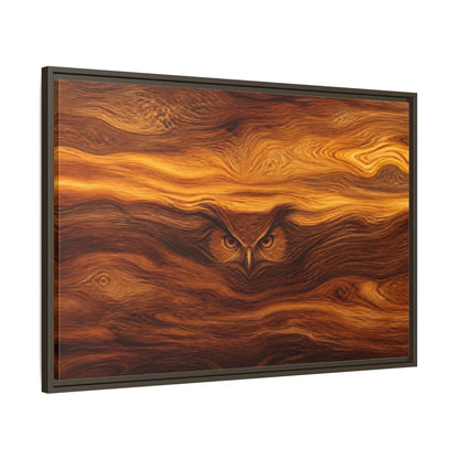 Main Mockup. Animals Owl Brown Wood Owl shown as stretched canvas wall art