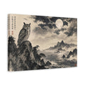 Side Mockup 4. Animals Owl Monochrome Owl shown as stretched canvas wall art