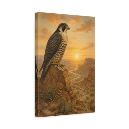 Side Mockup 4. Animals Peregrine Falcon At Sunrise shown as canvas print