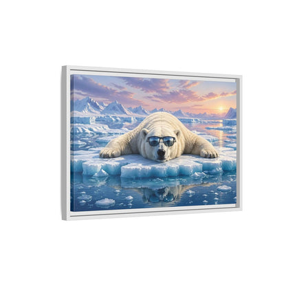Side Mockup 1. Animals Polar Bear Arctic Polar Bear shown as stretched canvas wall art
