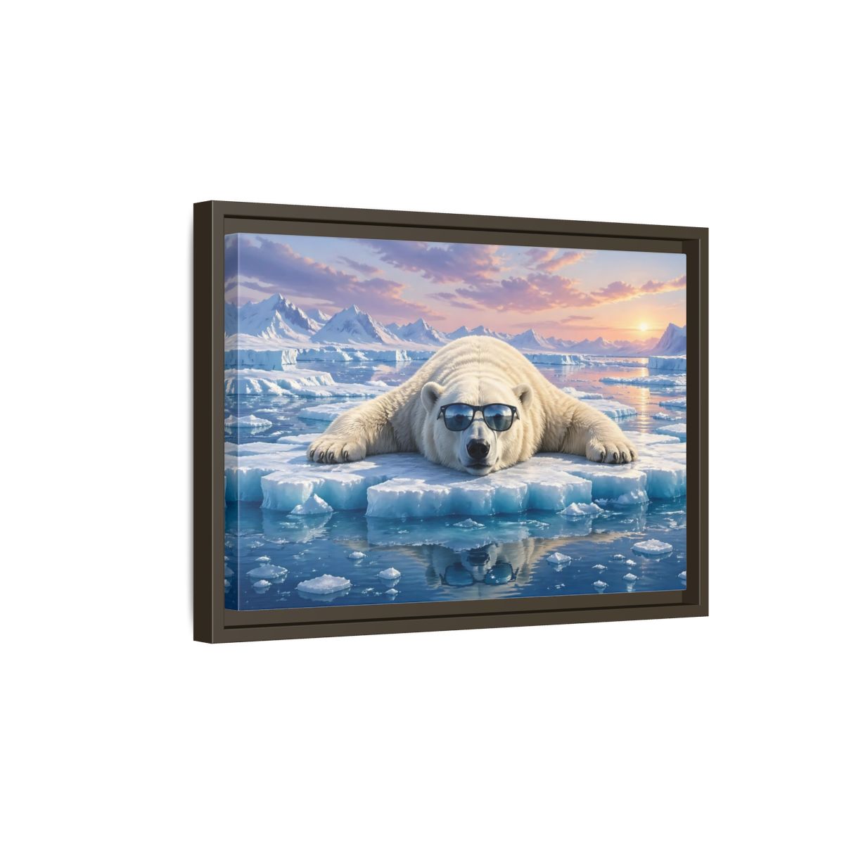 Side Mockup 5. Animals Polar Bear Arctic Polar Bear shown as stretched canvas wall art