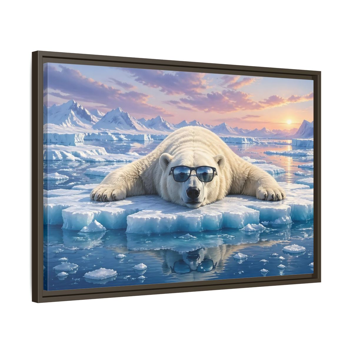 Side Mockup 11. Animals Polar Bear Arctic Polar Bear shown as stretched canvas wall art