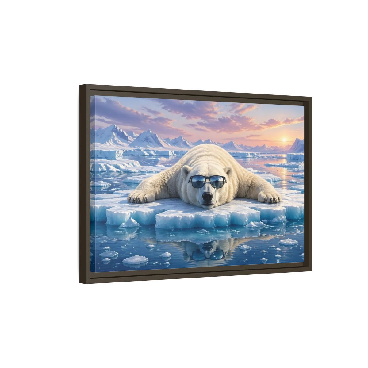 Side Mockup 2. Animals Polar Bear Arctic Polar Bear shown as stretched canvas wall art