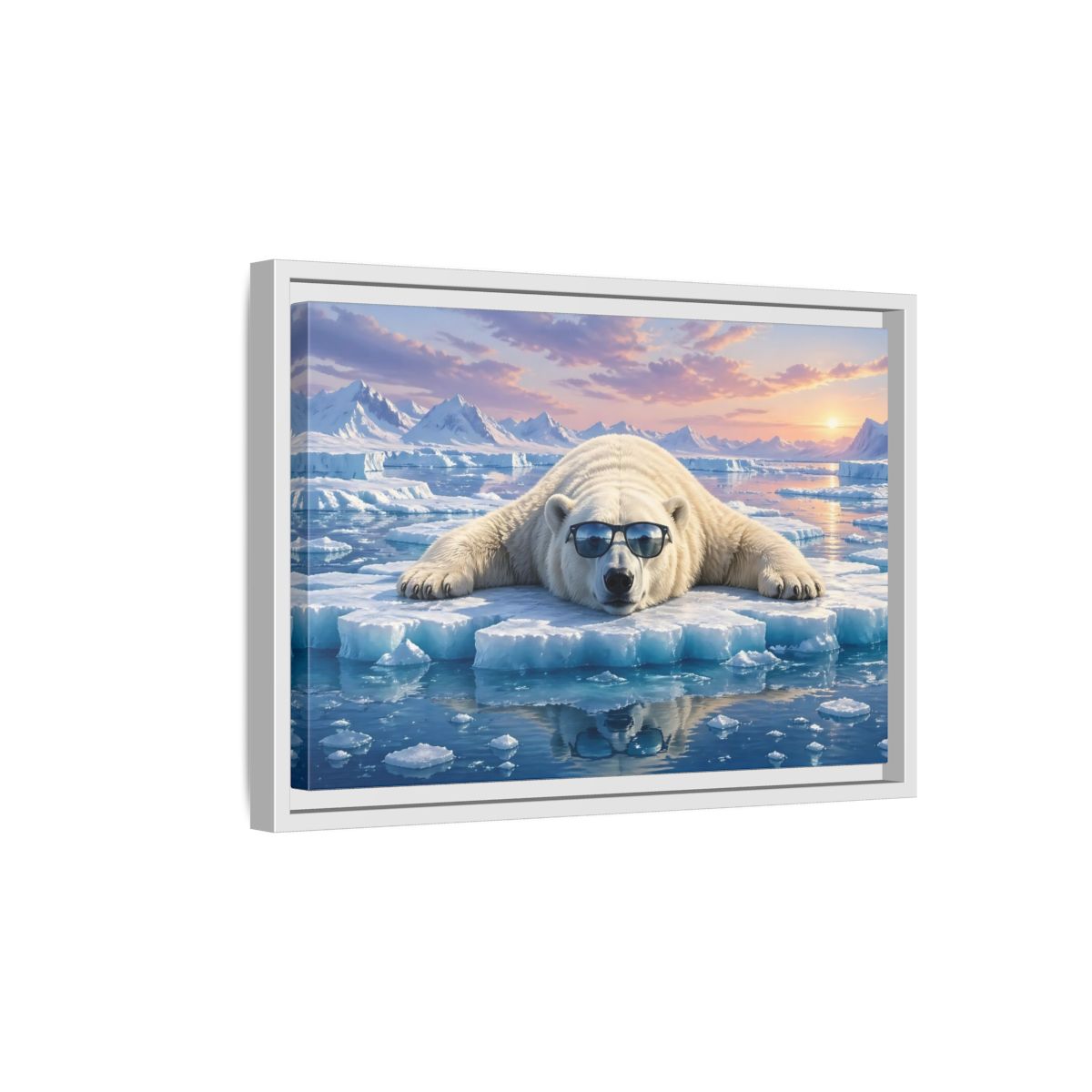 Side Mockup 4. Animals Polar Bear Arctic Polar Bear shown as stretched canvas wall art