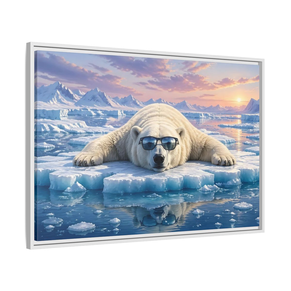 Side Mockup 9. Animals Polar Bear Arctic Polar Bear shown as stretched canvas wall art