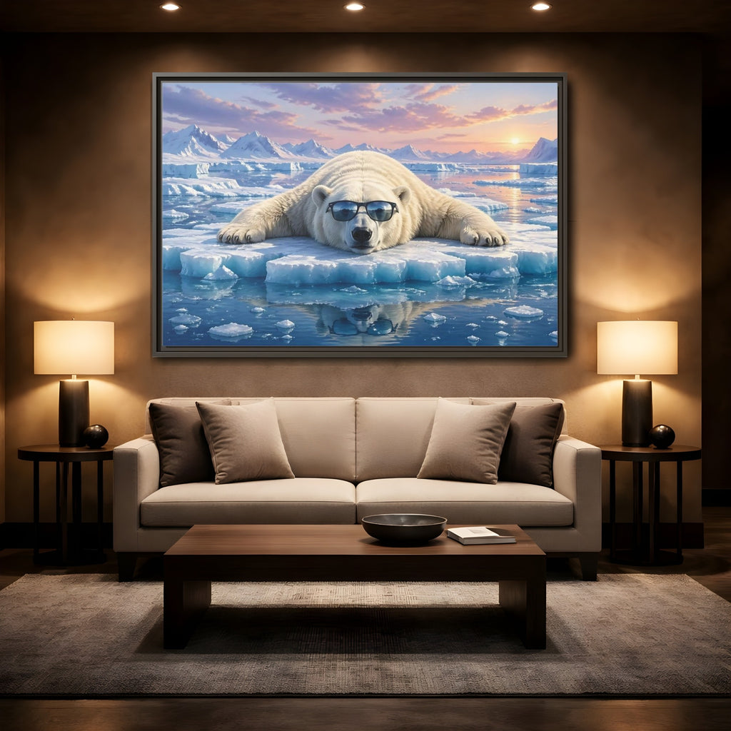 Mockup 2. Animals Polar Bear Arctic Polar Bear shown as stretched canvas wall art