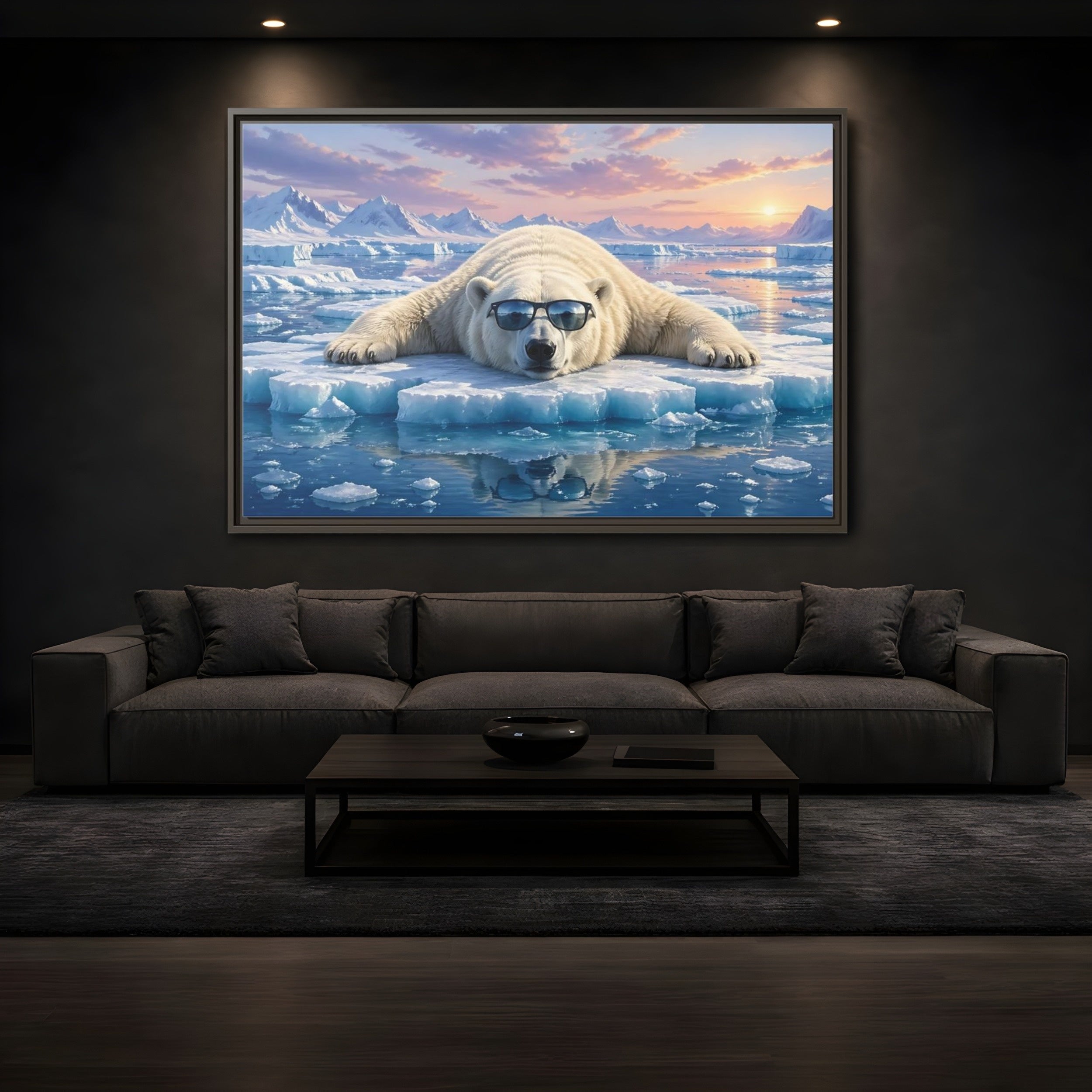 Mockup 3. Animals Polar Bear Arctic Polar Bear shown as stretched canvas wall art