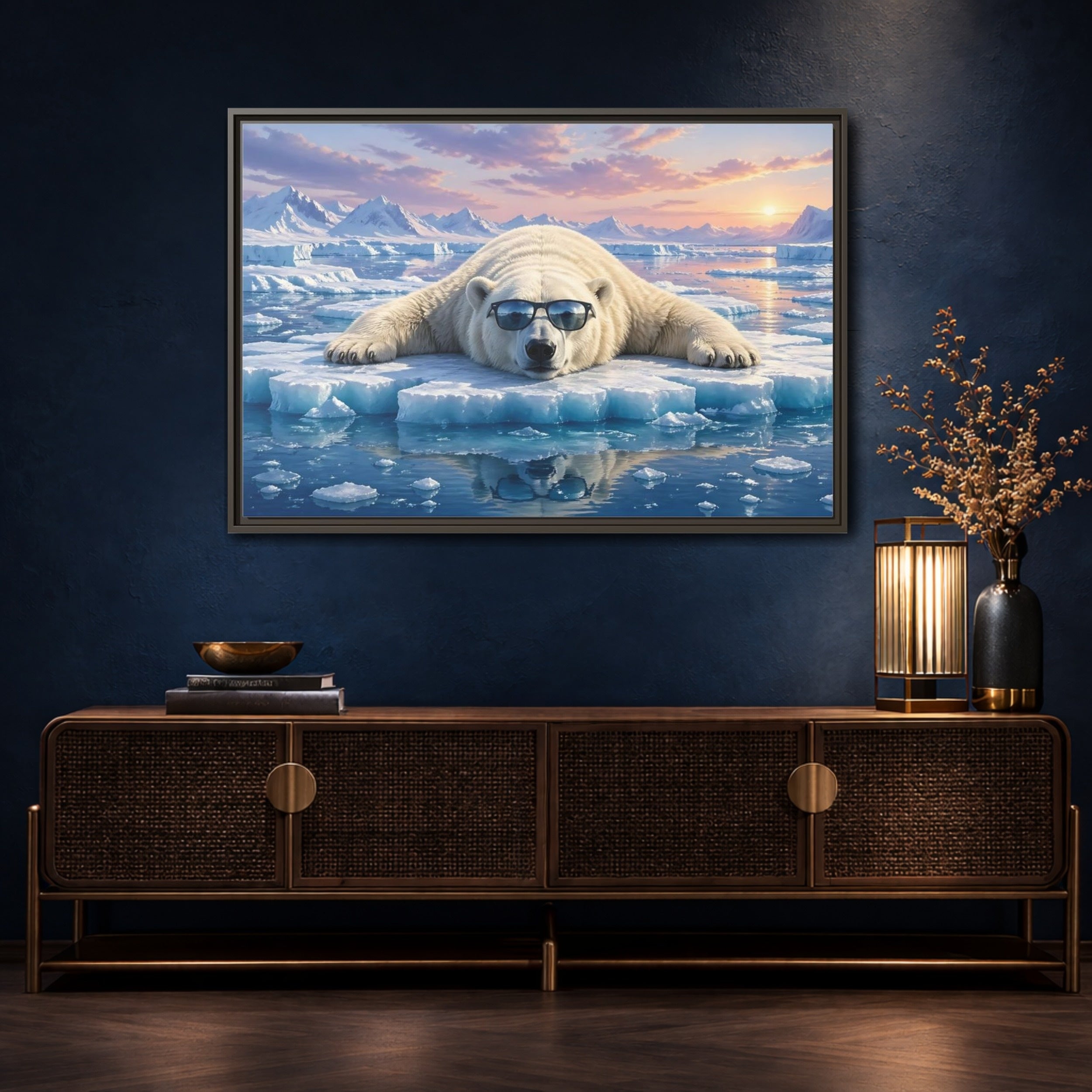 Mockup 4. Animals Polar Bear Arctic Polar Bear shown as stretched canvas wall art