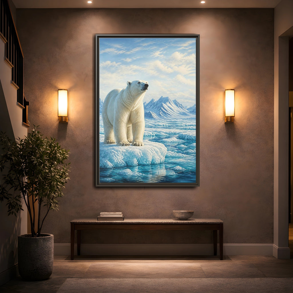 Mockup 2. Animals Polar Bear White And Blue shown as stretched canvas wall art