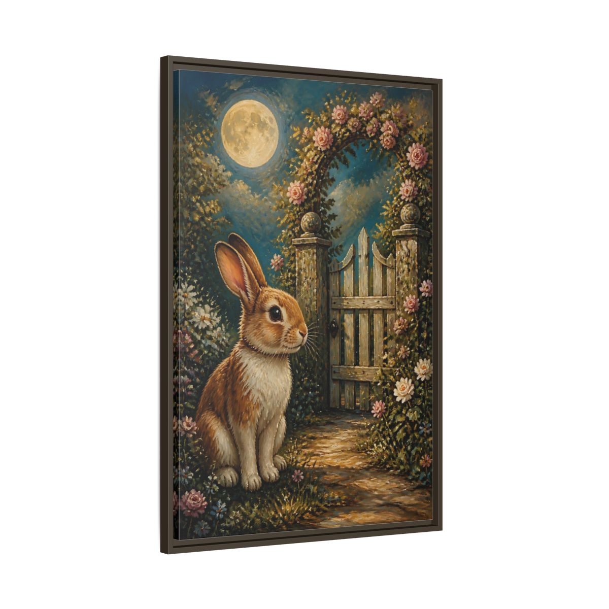 Main Mockup. Animals Rabbit Moonlit Rabbit shown as stretched canvas wall art