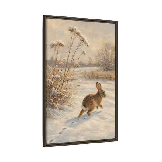 Main Mockup. Animals Rabbit Winter Rabbit shown as stretched canvas wall art