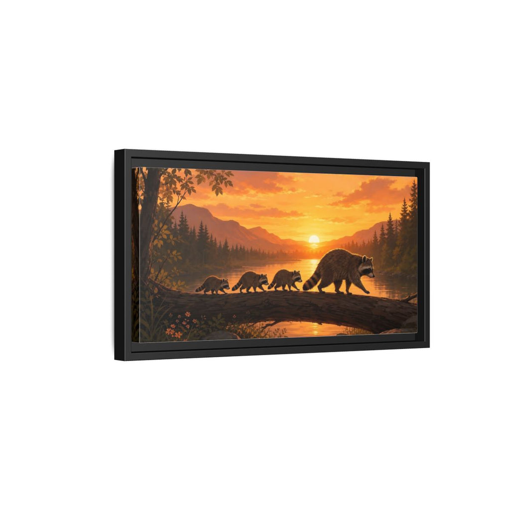 Side Mockup 8. Animals Raccoons Orange Raccoon shown as stretched canvas wall art