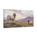Side Mockup 3. Animals Rams Brown And Blue shown as stretched canvas wall art