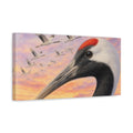Side Mockup 3. Animals Red-Crowned Crane Red-Crowned Crane Sunset shown as stretched canvas wall art