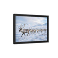 Side Mockup 6. Animals Reindeer Herd Winter Reindeer shown as stretched canvas wall art