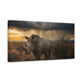 Side Mockup 3. Animals Rhino Brown And Grey Rhino shown as stretched canvas wall art