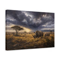 Side Mockup 4. Animals Rhinos Rhino Savanna Storm shown as stretched canvas wall art