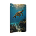 Side Mockup 4. Animals Sea Turtle Blue And Green shown as stretched canvas wall art