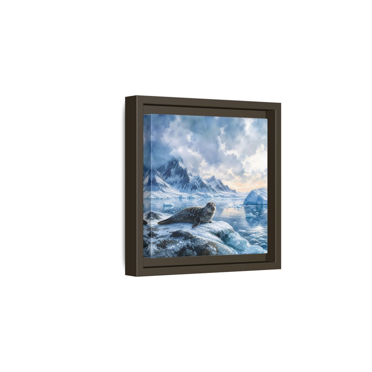 Side Mockup 2. Animals Seal Arctic Seal shown as stretched canvas wall art