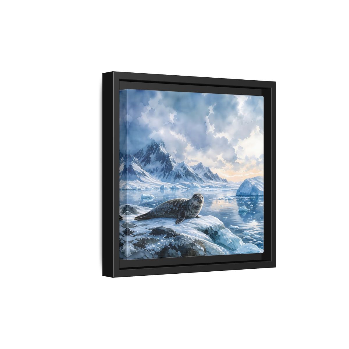 Side Mockup 21. Animals Seal Arctic Seal shown as stretched canvas wall art