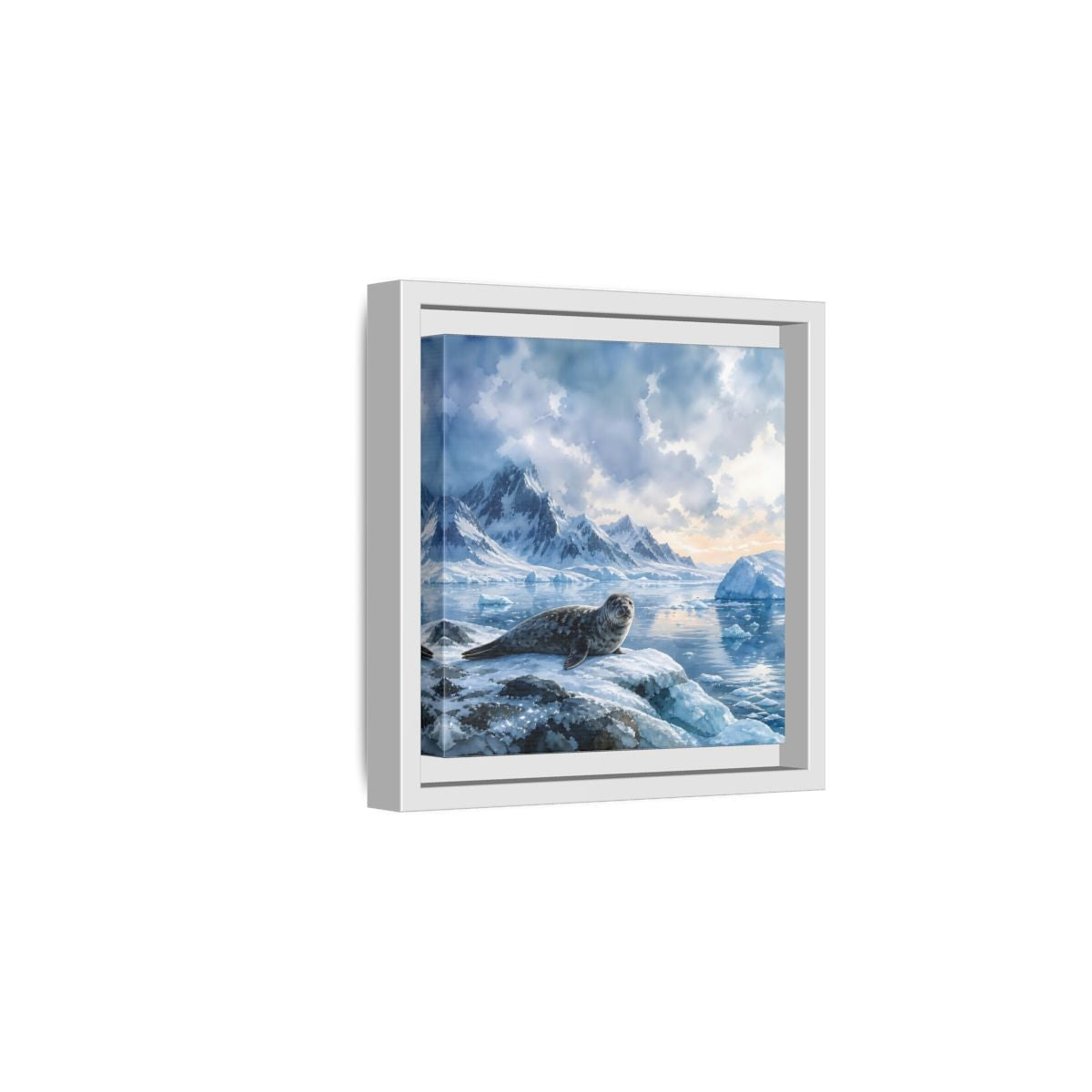 Side Mockup 1. Animals Seal Arctic Seal shown as stretched canvas wall art