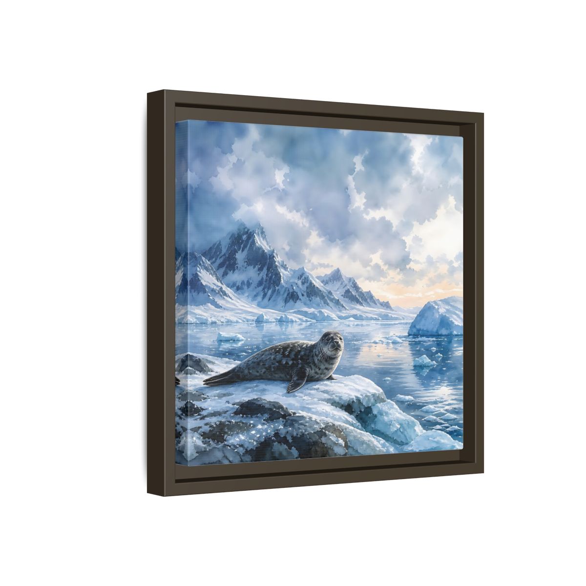 Side Mockup 17. Animals Seal Arctic Seal shown as stretched canvas wall art