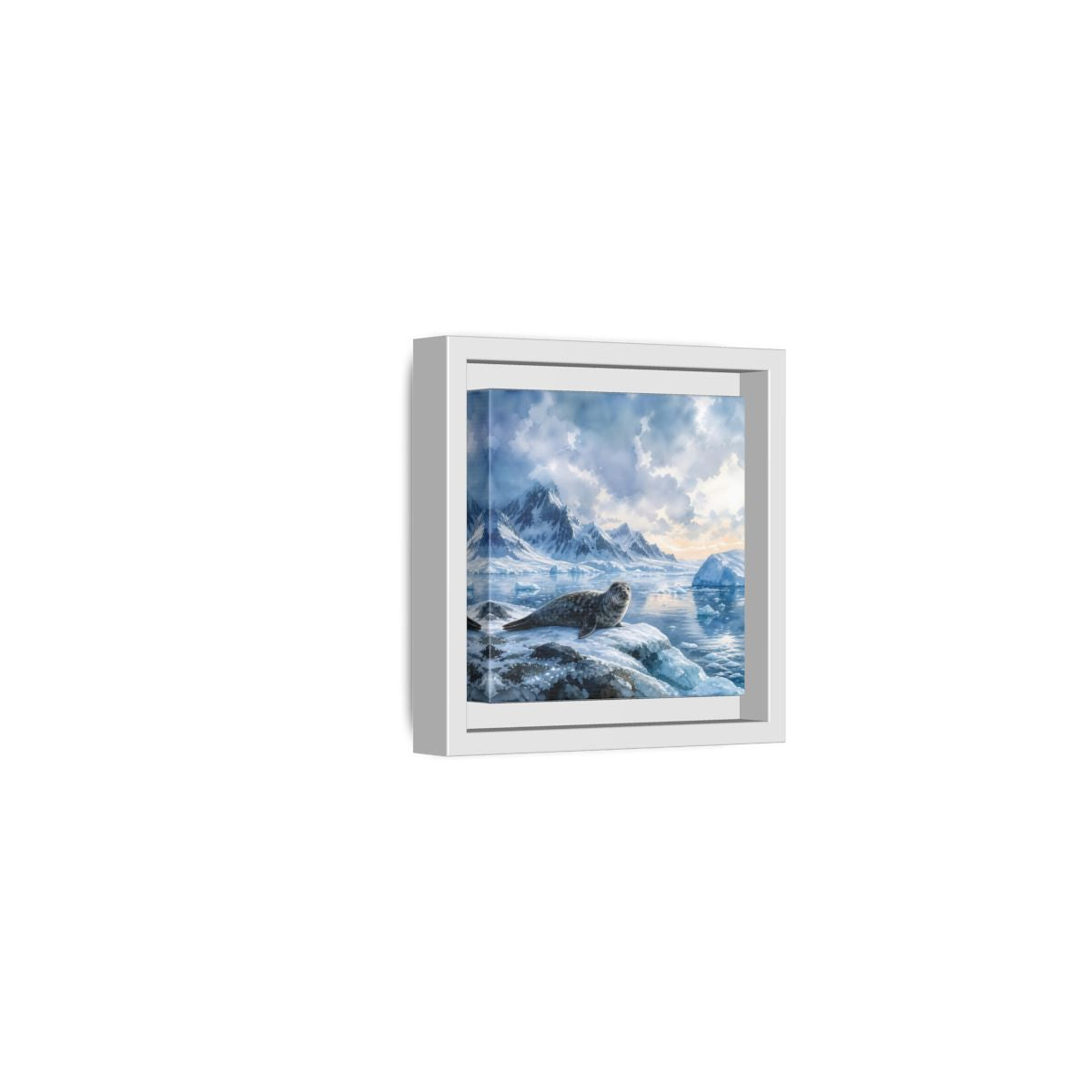 Side Mockup 22. Animals Seal Arctic Seal shown as stretched canvas wall art