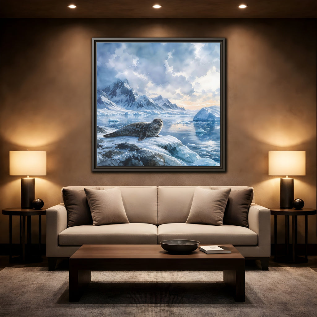 Mockup 2. Animals Seal Arctic Seal shown as stretched canvas wall art