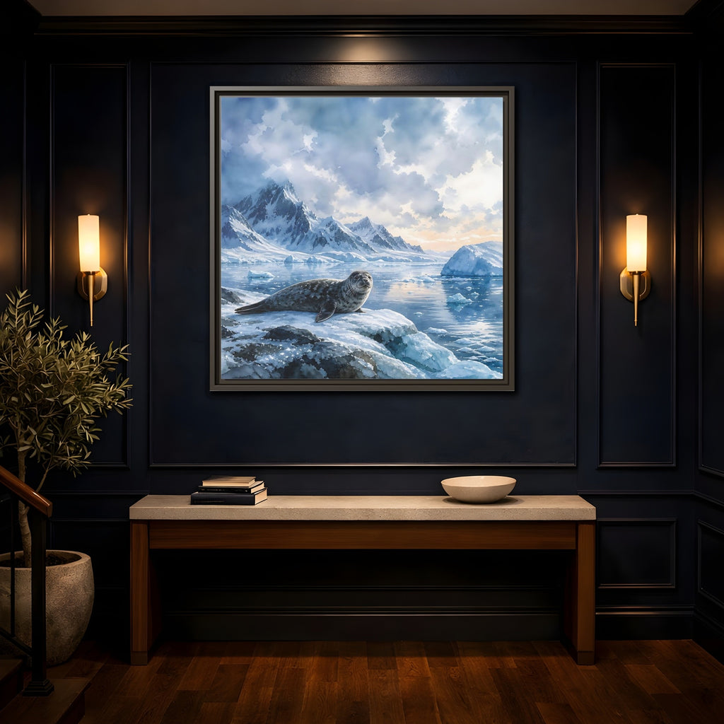 Mockup 4. Animals Seal Arctic Seal shown as stretched canvas wall art