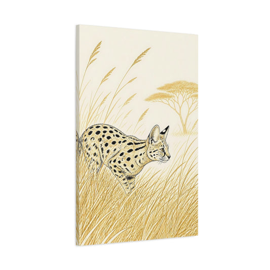 Main Mockup. Animals Serval Brown And Beige shown as stretched canvas wall art
