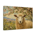 Side Mockup 4. Animals Sheep Golden Sheep shown as stretched canvas wall art