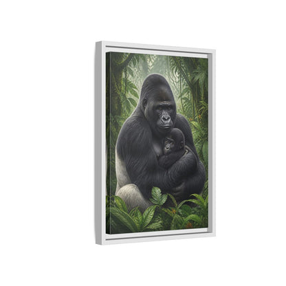 Side Mockup 4. Animals Silverback Gorilla Embrace shown as framed canvas print