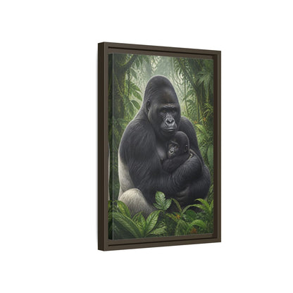 Side Mockup 5. Animals Silverback Gorilla Embrace shown as framed canvas print